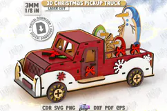3D Christmas Pickup Truck Laser Cut|3D Car Model|Constructor Product Image 1