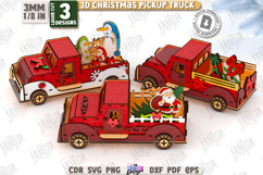 3D Christmas Pickup Truck Decor Laser Bundle, 3D Car Model Product Image 1