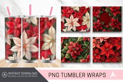 3D Christmas Poinsettia Flowers Tumbler Wrap Product Image 1