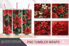 3D Christmas Poinsettia Flowers Tumbler Wrap Product Image 1
