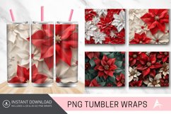 3D Christmas Poinsettia Flowers Tumbler Wrap Product Image 1