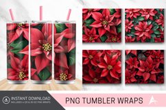 3D Christmas Poinsettia Flowers Tumbler Wrap Product Image 1
