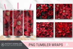 3D Christmas Poinsettia Flowers Tumbler Wrap Product Image 1