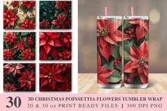 3D Christmas Poinsettia Flowers Tumbler Wrap Bundle Product Image 1