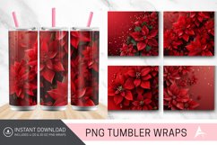 3D Christmas Poinsettia Flowers Tumbler Wrap Product Image 1
