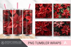 3D Christmas Poinsettia Flowers Tumbler Wrap Product Image 1