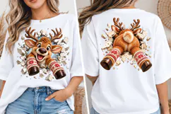 3D Christmas Reindeer PNG | Broken Wall Front & Back Sublima Product Image 1