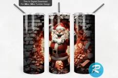 3D Christmas Santa Cracked Hole 20oz/30oz Skinny Tumbler
