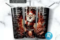 3D Christmas Santa Cracked Hole 20oz/30oz Skinny Tumbler