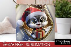 3D Christmas Skinny Tumbler Wrap, Zip Wall Cat Sublimation