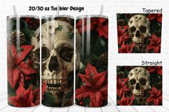3D Christmas Skull Poinsettia Flowers 20/30oz Skinny Tumbler Product Image 1