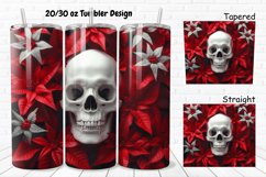 3D Christmas Skull Poinsettia Flowers 20/30oz Skinny Tumbler Product Image 1