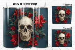3D Christmas Skull Poinsettia Flowers 20/30oz Skinny Tumbler Product Image 1