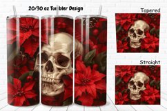 3D Christmas Skull Poinsettia Flowers 20/30oz Skinny Tumbler Product Image 1