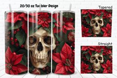 3D Christmas Skull Poinsettia Flowers 20/30oz Skinny Tumbler Product Image 1