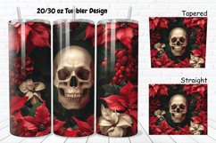 3D Christmas Skull Poinsettia Flowers 20/30oz Skinny Tumbler Product Image 1