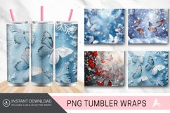 3D Christmas Snow Butterflies Tumbler Wrap Product Image 1