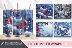 3D Christmas Snow Butterflies Tumbler Wrap Product Image 1