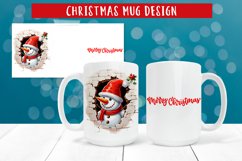 3d Christmas snowman mug wrap sublimation design