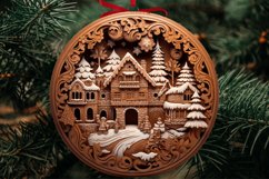3D Christmas Sublimation PNG Bundle | Wood Carving Ornaments Product Image 5