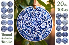 Italian Tiles Christmas Ornaments Sublimation Bundle PNG Product Image 1