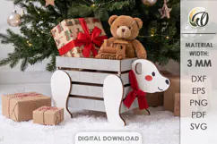 Christmas Polar Bear Box Lasercut. Storage Box. Gift Box SVG Product Image 1