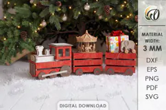 Christmas Train Box Laser Cut. Storage Crate. Gift Box SVG Product Image 1
