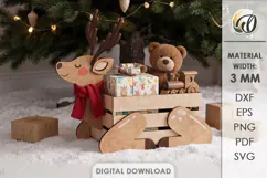 Christmas Reindeer Box Lasercut. Storage Crate. Gift Box SVG Product Image 1
