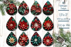 Christmas 3d teardrop earrings sublimation Christmas 3D flower sublimation earring bundle png. This Christmas teardrop earrings sublimation product contains 12 designs with 3D flowers.  