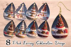 3D Christmas tree baubles Earring teardrop sublimation Product Image 1
