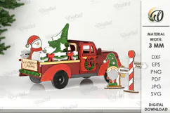 3D Christmas Truck Decor Laser Cut. Christmas SVG Product Image 2