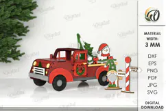3D Christmas Truck Decor Laser Cut. Christmas SVG Product Image 1