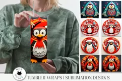 3d penguin wrap shown on a tumbler