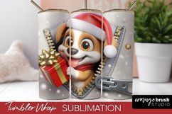 3D Christmas Tumbler Wrap, Zip Wall Dog Sublimation
