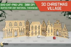 3D Christmas village Laser Cut . Xmas stand Decor SVG Product Image 1