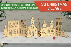 3D Christmas village Laser Cut . Xmas stand Decor SVG Product Image 1