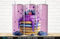 3D Colorful Blueberry Pancake 20/30oz Skinny Tumbler Product Image 1