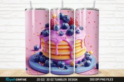 3D Colorful Blueberry Pancake 20/30oz Skinny Tumbler Product Image 1