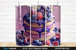 3D Colorful Blueberry Pancake 20/30oz Skinny Tumbler Product Image 1