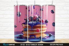 3D Colorful Blueberry Pancake 20/30oz Skinny Tumbler Product Image 1