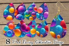 3D Colorful Bubble Earring teardrop sublimation design Product Image 1