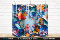 3D Colorful Butterflies And Flowers 20/30oz Skinny Tumbler Product Image 1