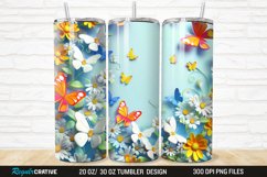 3D Colorful Butterflies And Flowers 20/30oz Skinny Tumbler Product Image 1