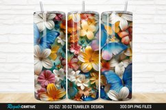 3D Colorful Butterflies And Flowers 20/30oz Skinny Tumbler Product Image 1