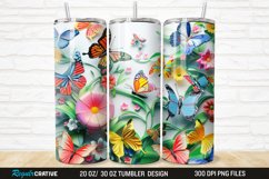 3D Colorful Butterflies And Flowers 20/30oz Skinny Tumbler Product Image 1