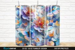 3D Colorful Butterflies And Flowers 20/30oz Skinny Tumbler Product Image 1
