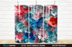 3D Colorful Butterflies And Flowers 20/30oz Skinny Tumbler Product Image 1