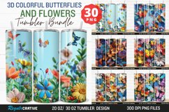 3D Colorful Butterflies And Flowers Tumbler Bundle Product Image 1