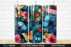 3D Colorful Butterflies And Flowers 20/30oz Skinny Tumbler Product Image 1