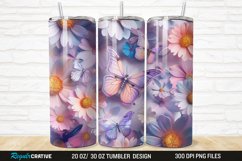 3D Colorful Butterflies And Flowers 20/30oz Skinny Tumbler Product Image 1